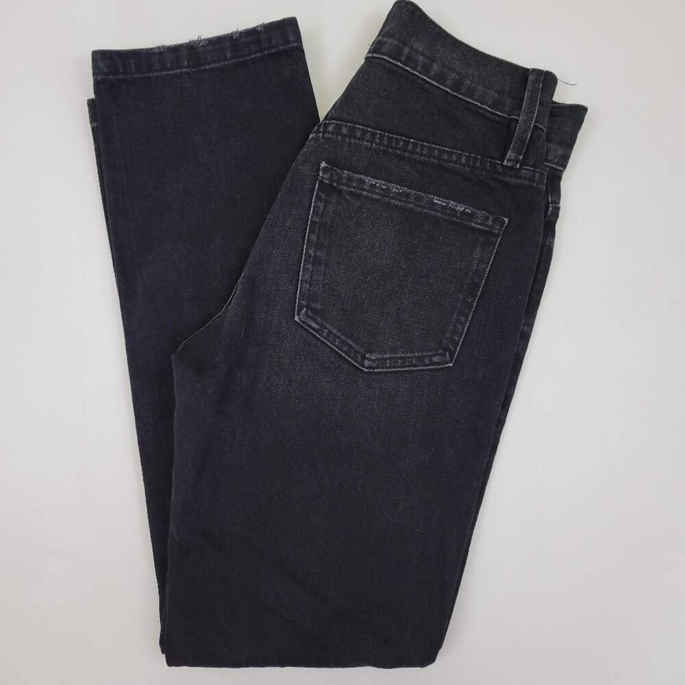 FRAME Sylvie Heritage High Rise Slim Ankle Jean in Playton Black Gray